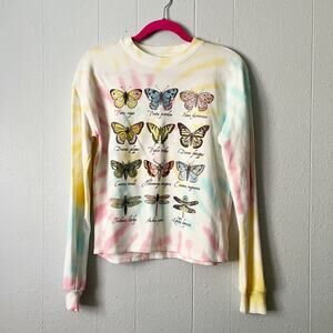 Freeze Tie Dye Sweatshirt Womens Small Lightweight Butterfly Nature Forest Fairy